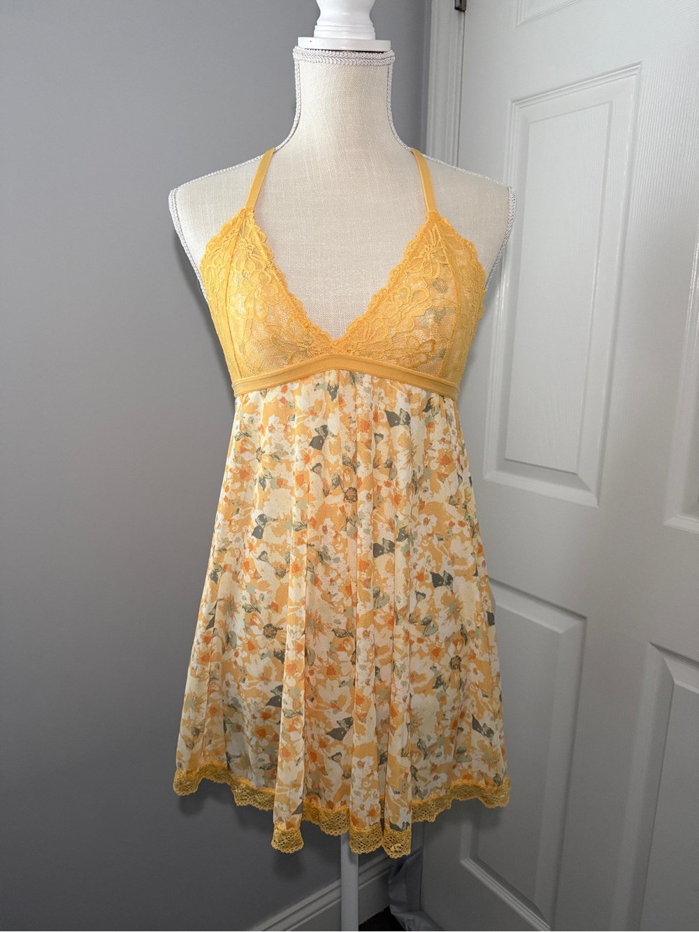 Yellow Floral Lace Babydoll Fairy y2k